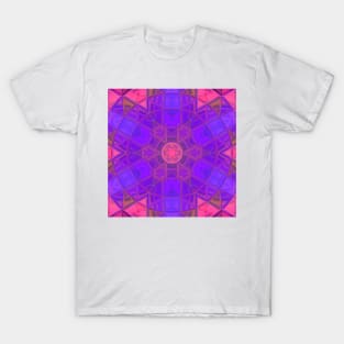 Mosaic Kaleidoscope Flower Pink and Purple T-Shirt